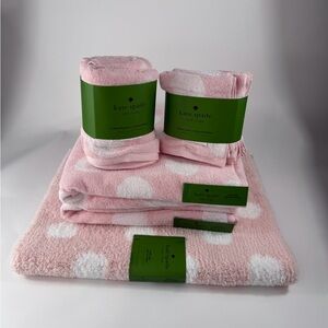 9 PC Kate Spade Pink Polka Dot Bath Set ~ NWT